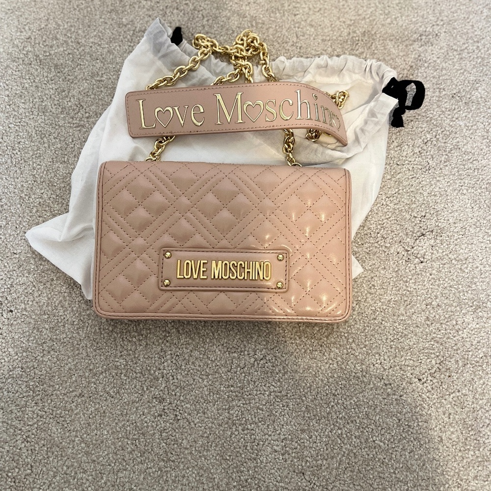 Love Moschino Pink Quilted Crossbody with Dust Bag